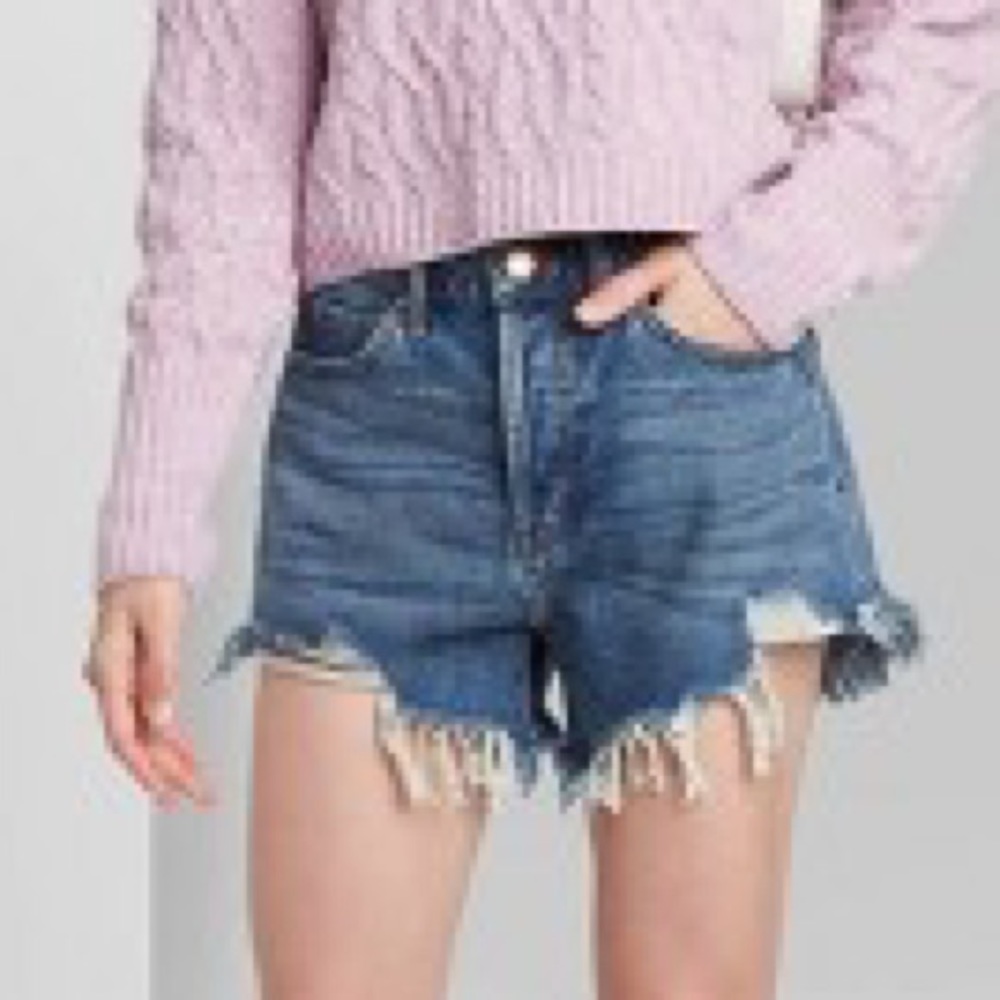 High-Rise Frayed Jean Shorts - Wild Fable™